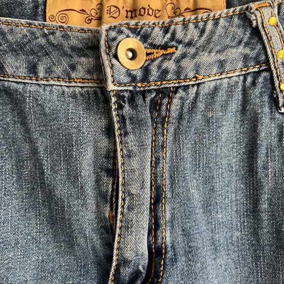 EMBROIDERED BEADED LONG DENIM FLOWING SKIRT - Picture 7 of 16